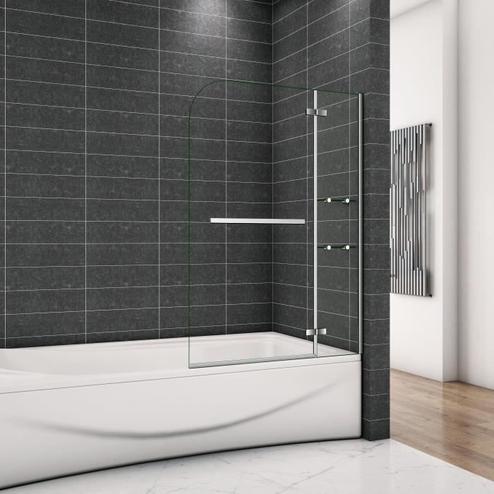 ocean sanitaire paroi de douche 120x140cm pare de douche pivotant pare baignoire avec les etages en verre securit cdiscount bricolage