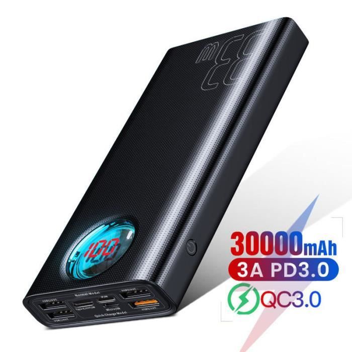 Batterie Externe Power Bank 30000 Mah 22.5w PD, Super Charge Rapide Pour Téléphone Et Tablette Smartphone Aaaaa35603