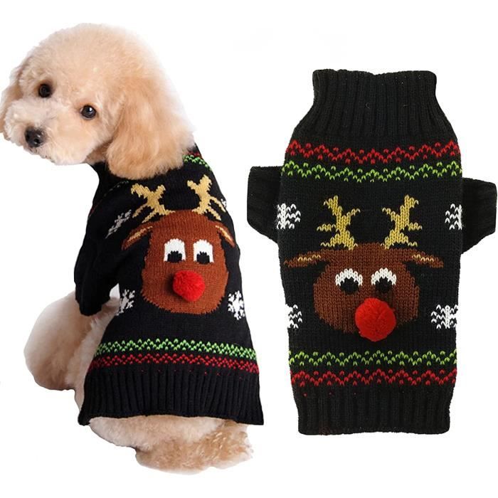 Pull pour chien de No l Motif renne Hiver Tricot chaud