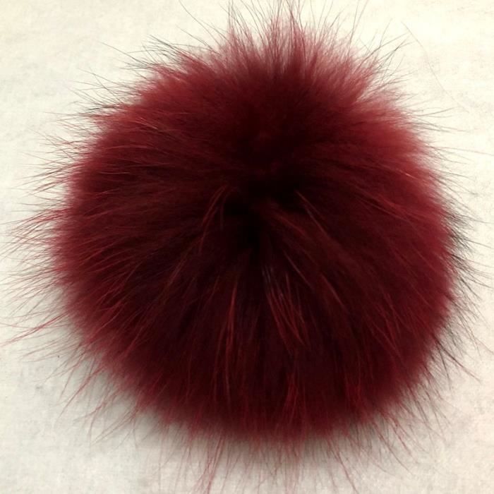 Lac Bleu 15cm - Pompons En Vraie Fourrure De Renard, Raton Laveur