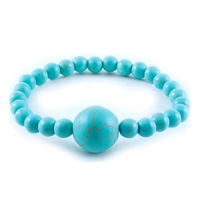 Liitata Lot De 3 Bracelets Tortue | Pierre Naturelle | Élastique - Noir, Blanc, Vert