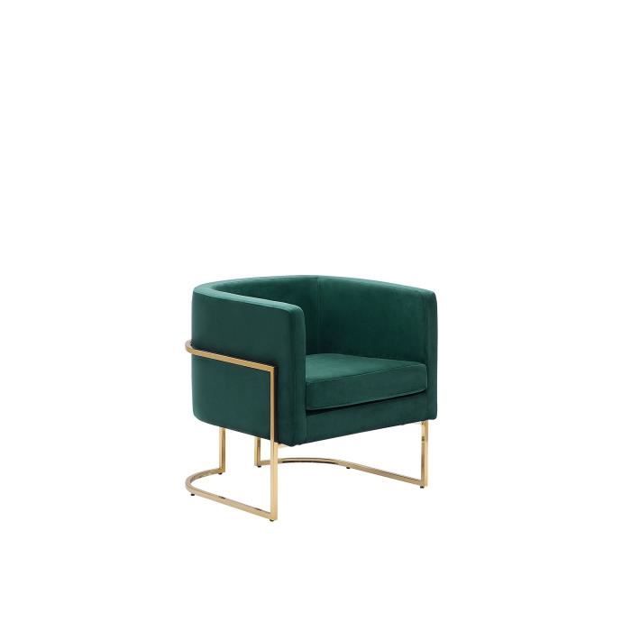 beliani - fauteuil club en velours vert foncé sirkka