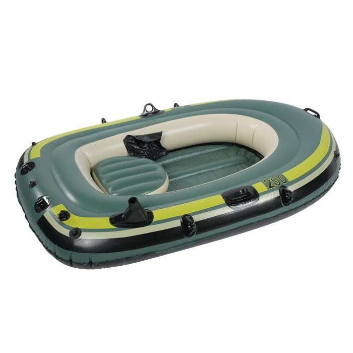 Bateau Gonflable PVC 2 Personnes - Canoë Kayak Vert Avec Corde De Traction, Neuf