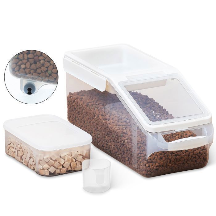 Meilleurs prix pour Citylife Boite à croquette pour chein, 8.8LConteneur de stockage d'aliments avec roulettes