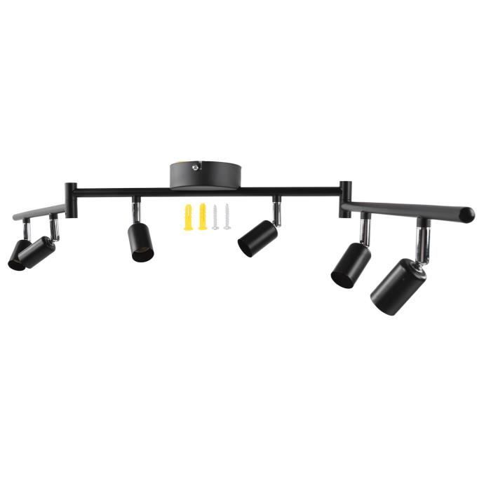 Kit d'éclairage sur rail à 4 lumières à LED, spot de plafond noir à 4