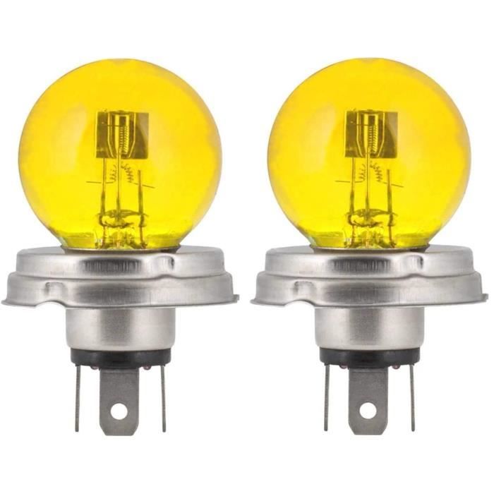 2x ampoule 12V 45/40W P45T Jaune double filament phare feu avant projecteur voiture moto ancienne vintage