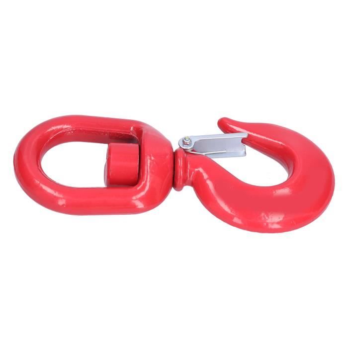 Crochet De Charge Pivotant 7 Tonnes - Acier Allié, Rotation 360°, Verrouillage Sécurité (31x14,3x3,5 Cm, Rouge)