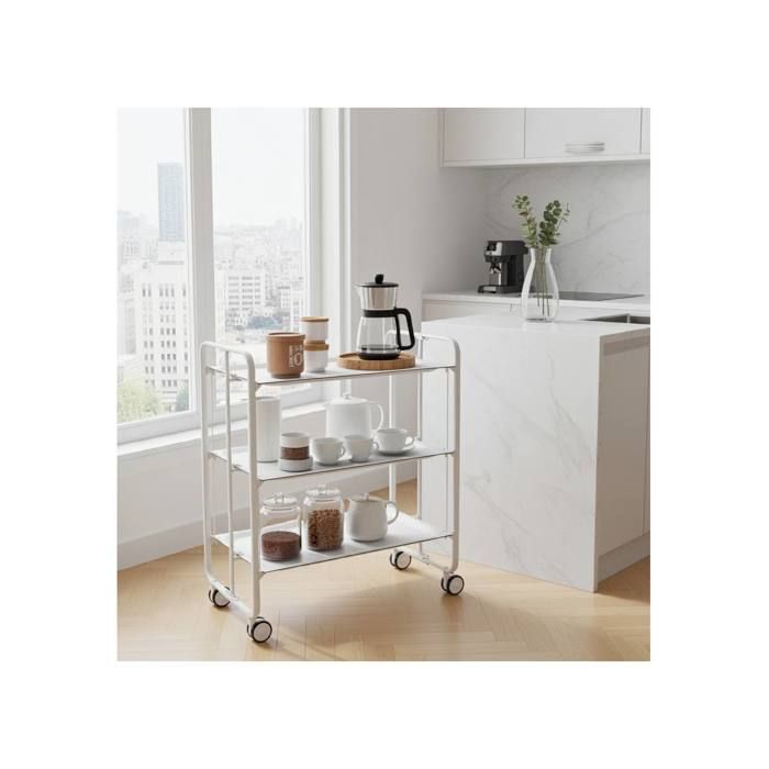 Desserte pliante BAUHAUS avec roulettes Structure blanche 3 niveaux 3 positions DON HIERRO. Blanc Desserte pliante BAUHAUS avec roulettes Structure blanche 3 niveaux 3 positions DON HIERRO. Blanc