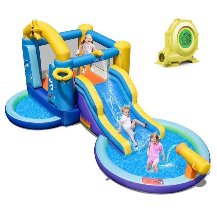 DREAMADE Chateau Gonflable 6 en 1 pour Enfants 3-10 Ans, Parc Toboggan Aquatique avec Piscine, Canon à Eau, Panier de Basket & Jeu de Lancer d'Anneaux, Charge Max. 90 KG DREAMADE Chateau Gonflable 6 en 1 pour Enfants 3-10 Ans, Parc Toboggan Aquatique avec Piscine, Canon à Eau, Panier de Basket & Jeu de Lancer d'Anneaux, Charge Max. 90 KG