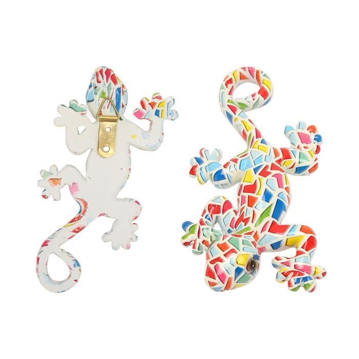 Décoration Murale Métal Géant En Forme De Gecko – Colorée, Pour Intérieur Et Extérieur