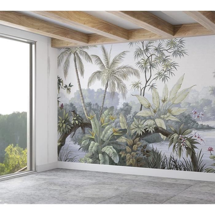 Papier Peint Panoramique Jungle Soie, 350 x 250 cm, Poster Geant Mural, pour Salon Chambre d'enfants restaurant Décoration Murale