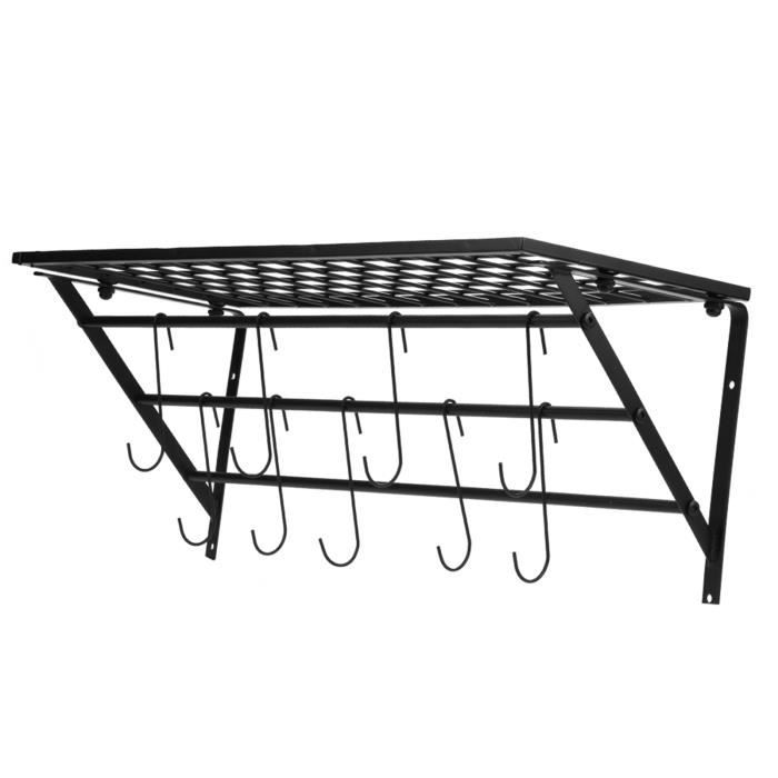 OROPY Barre De Cuisine Industrielle 100 Cm – Porte-Casseroles Mural 14 Crochets Réglables, Acier Noir Mat Robuste