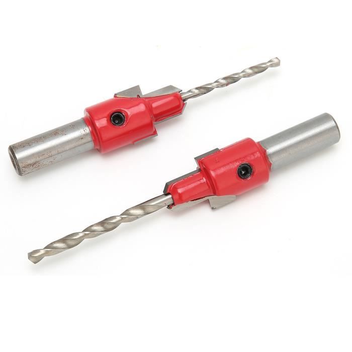Jeu De 5 Fraises à Chanfreiner 82° - Tige Hex 1/4" - Pour Bois, PVC, Plastique - Avec Clé En L