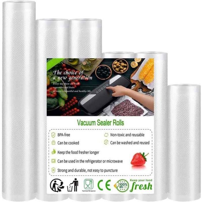 Sacs Sous Vide Alimentaire Lot de 6 rouleaux, 20x500cm et 28x500cm