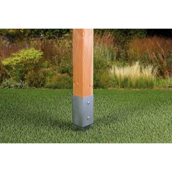 Ancrage de poteau de clôture 71x71x750mm pour poteaux carrés en bois, poli, galvanisé à chaud 70x70mm, Gartenwelt Riegelsberger