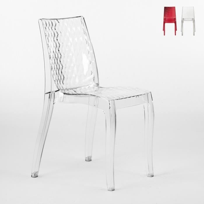 chaise salle à manger bar en polycarbonate transparent empilable bar café hypnotic grand soleil, couleur: transparent