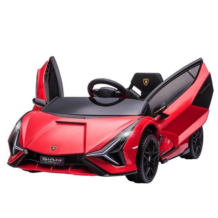 Voiture électrique enfants - HOMCOM - lamborghini sian 12 V télécommande 2.4 G effets sonores et LED - ABS - rouge