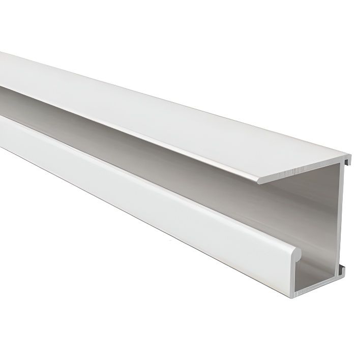 Rail en aluminium à visser sous tablettes pour dossiers suspendus, laqué blanc, Lg 1000 mm