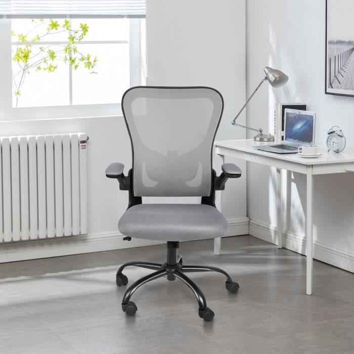 chaise de bureau pliante huole - gris - avec accoudoirs - style scandinave - moderne