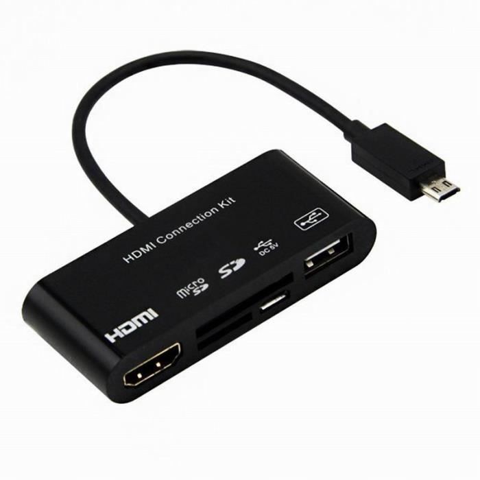 Lecteur de Carte Adaptateur Inateck 7-en-1 3 Port USB HUB OTG Kit de Connexion Appareil Photo MS HC M2 TF SD