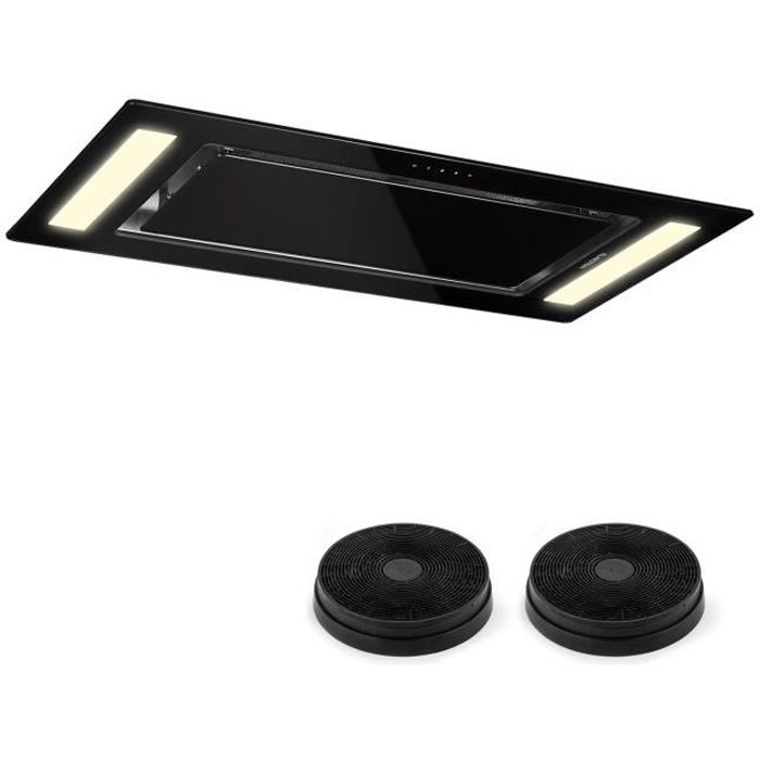 Klarstein Remy Pack Hotte Aspirante Decorative Encastrable Ilot 90cm 2 Filtres Recyclage Evacuation 620 M H Classe A Noir Achat Vente Hotte Cdiscount