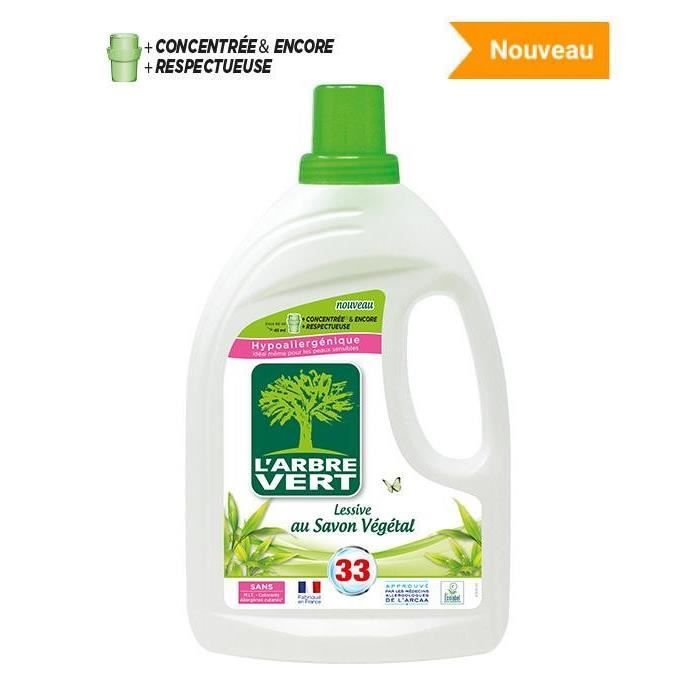 L Arbre Vert Lessive Liquide Au Savon Vegetal Hypoallergenique Sans Allergenes 66 Lavages 3 L Cdiscount Electromenager