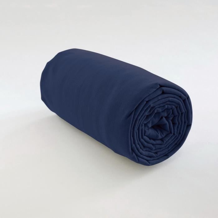 Drap housse - Les Ateliers du Linge - 140 x 190 cm - Coton 100% - Bleu - Bonnet 30 cm Drap housse - Les Ateliers du Linge - 140 x 190 cm - Coton 100% - Bleu - Bonnet 30 cm