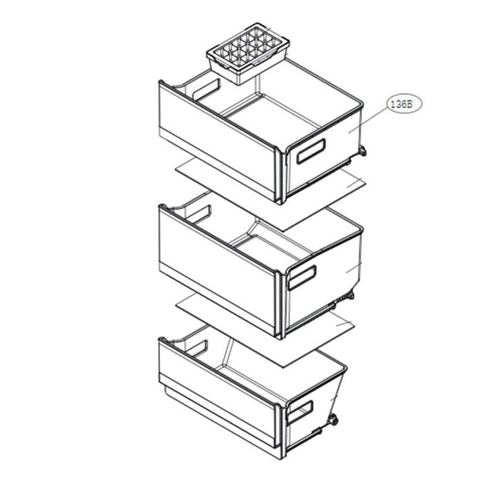 Tiroir supérieur partie congélateur repère Frigo Réfrigérateur Congélateur AJP75654506 LG
