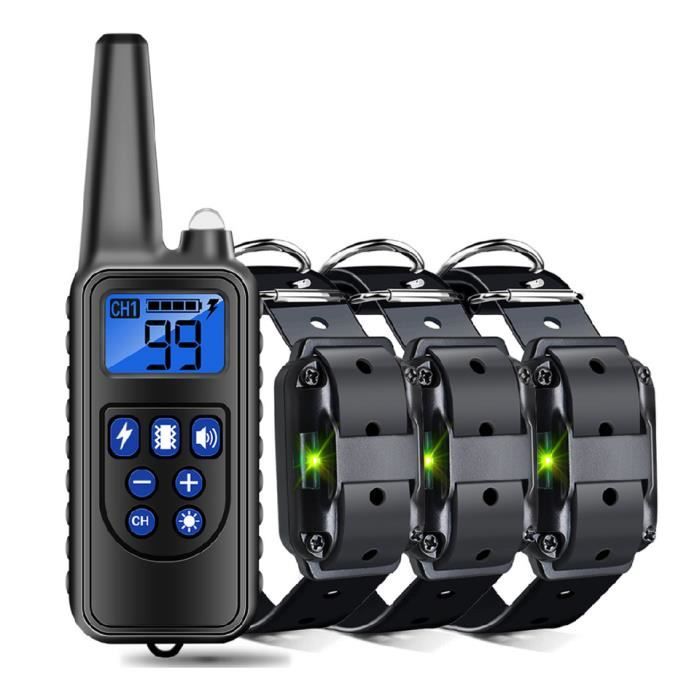 Comparer les prix de Collier de Dressage pour Chiens Rechargeable Telecommande avec Portee de 800m IP67 Etanche Collier Electrique avec Vibration-B5