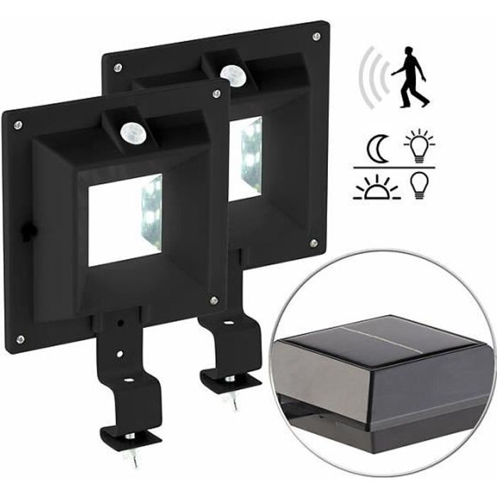 Lampe solaire à LED pour gouttière - Lunartec - Noir - Détecteur de mouvement PIR - 160 lm / 2 W Lampe solaire à LED pour gouttière - Lunartec - Noir - Détecteur de mouvement PIR - 160 lm / 2 W