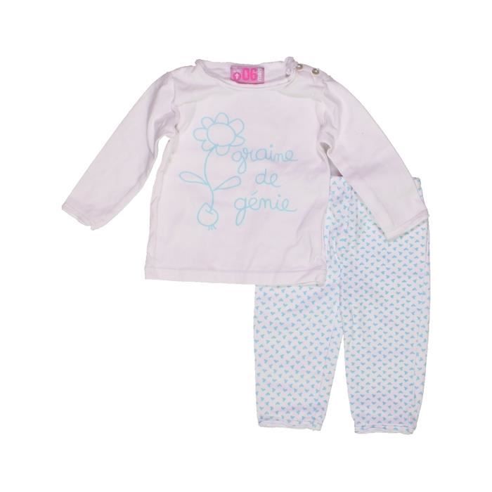 Pyjama 2 Pieces Bebe Fille Dpam 6 Mois Blanc Ete Blanc Cdiscount Pret A Porter