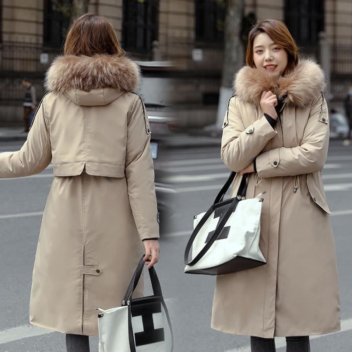 Manteau Femme Hiver Plus velours Garder chaud elegant Confortable Occasionnel Meilleure Qualite marron GOGUQ
