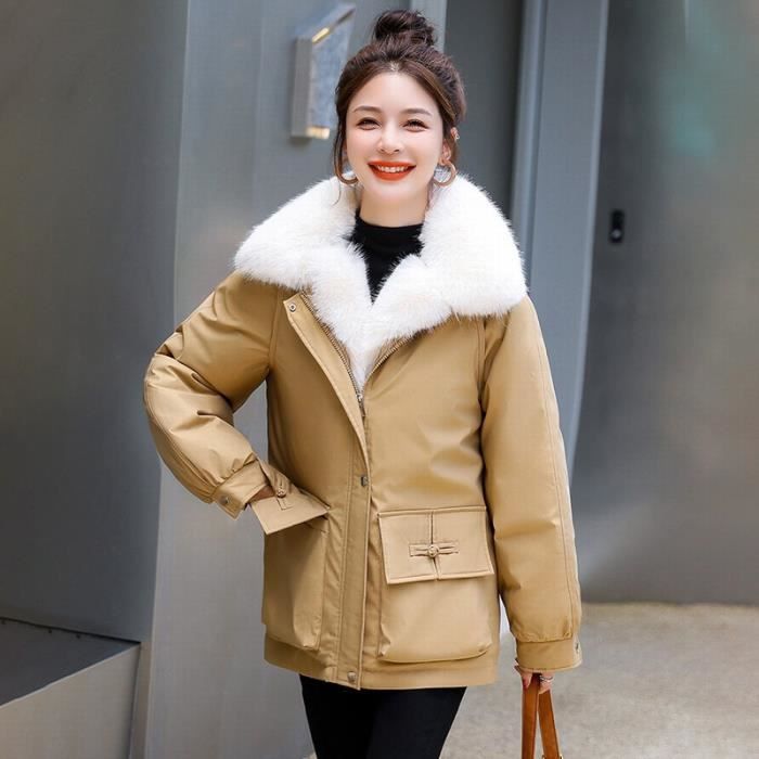 Manteau Long Femme Hiver Doudoune Parka Avec Capuche à Fausse Fourrure - Chaud, Coupe-vent, Ceinturable - Taille Grande Disponible