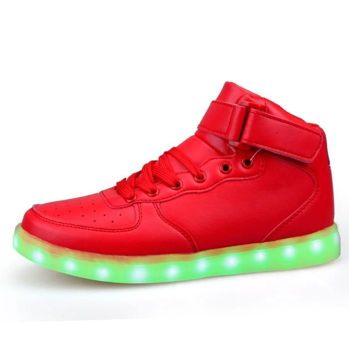 PADGENE Children's Shoes for Boys and Girls LED Light 7 Colours Flashing USB Rechargeable Safety Fashion, Black Buckle, 24 EU