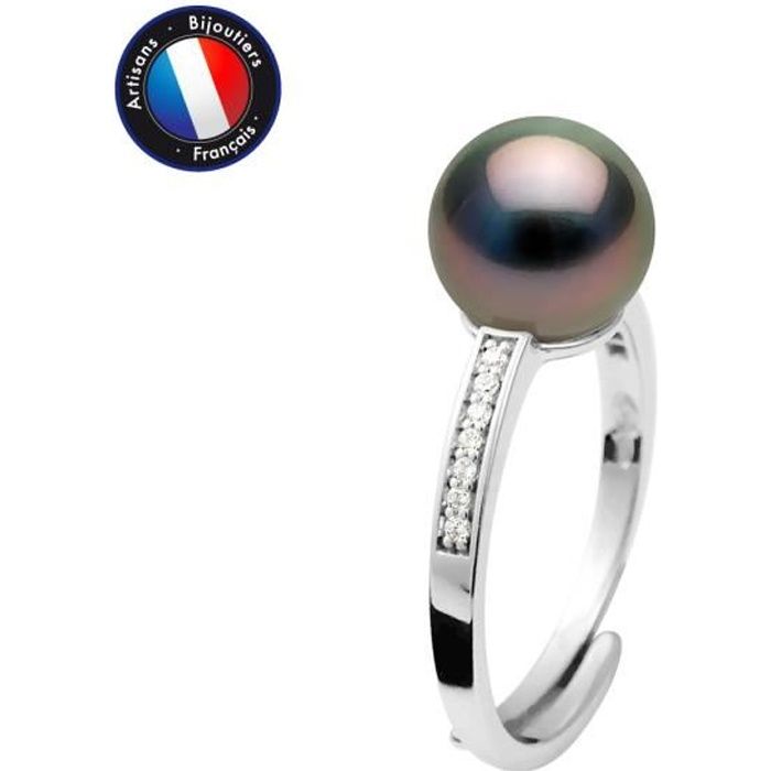 Bague en argent avec véritable perle de tahiti taille54 : bague par