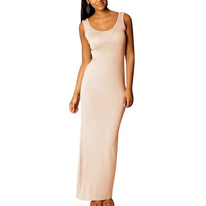 Robe Longue sans Manche Moulante t Femme Robe Tunique Habill e