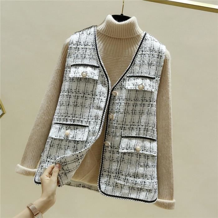 Gilet tweed femme best sale