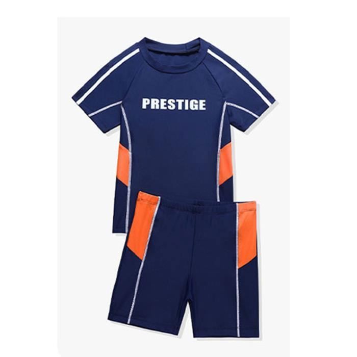 Maillot De Bain Garçon 12 Ans - Shorty Anti-glissant Avec Poche, Manches Courtes, Polyester/élasthanne, Séchage Rapide, Pour Piscine Et Plage - 10