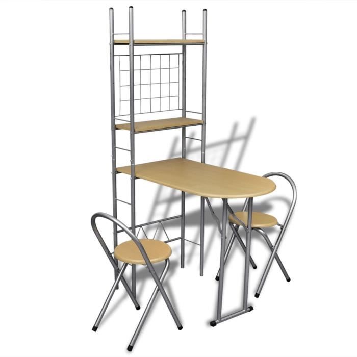 4041 NEW Jeu de bar petit-déjeuner pliable avec 2 chaises Classique - Ensemble de salle à manger 3 pcs 2 personnes Haut de gamme
