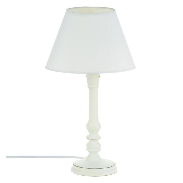Lampe à Poser en Bois Leo 36cm Blanc