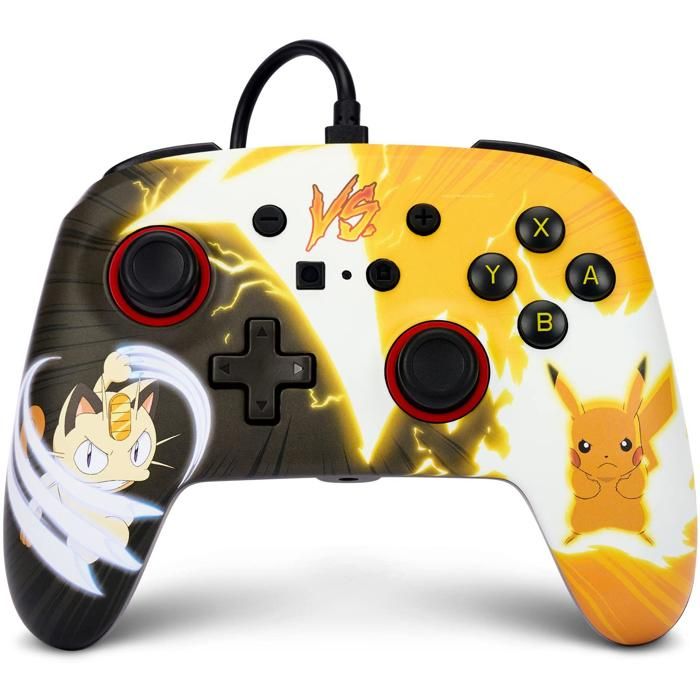 Manette filaire Nintendo Switch - POWER A - Pikachu vs Meowth