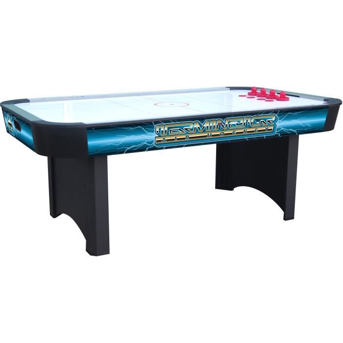 Table de Air Hockey - Arcade Jeux - AIR Hockey - Stable et Solide - 220x127x21,5 - Noir/Bleu/Blanc