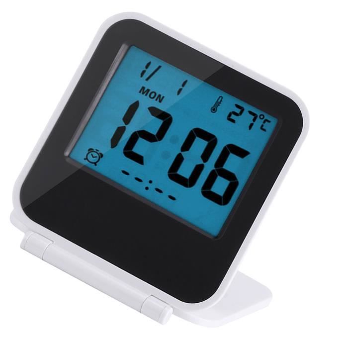 Réveil De Voyage Numérique Portable - LCD Avec Température Et Date - Compact Bureau - Neuf