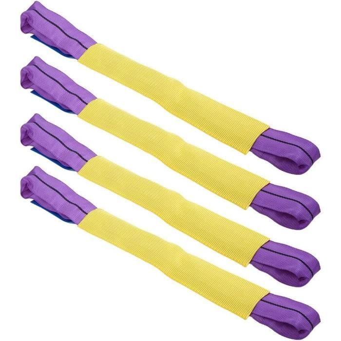 Sangles De Fixation Roue Yagosodee - Lot De 4 - Pour Remorque, Transporteur - Polyester Résistant - Jaune/Violet