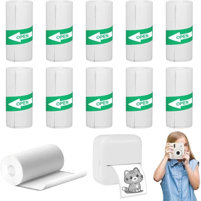 10 Rouleaux De Papier Autocollant Thermique Auto-Adhésif 57 X 25 Mm Pour Mini Imprimante, Papier