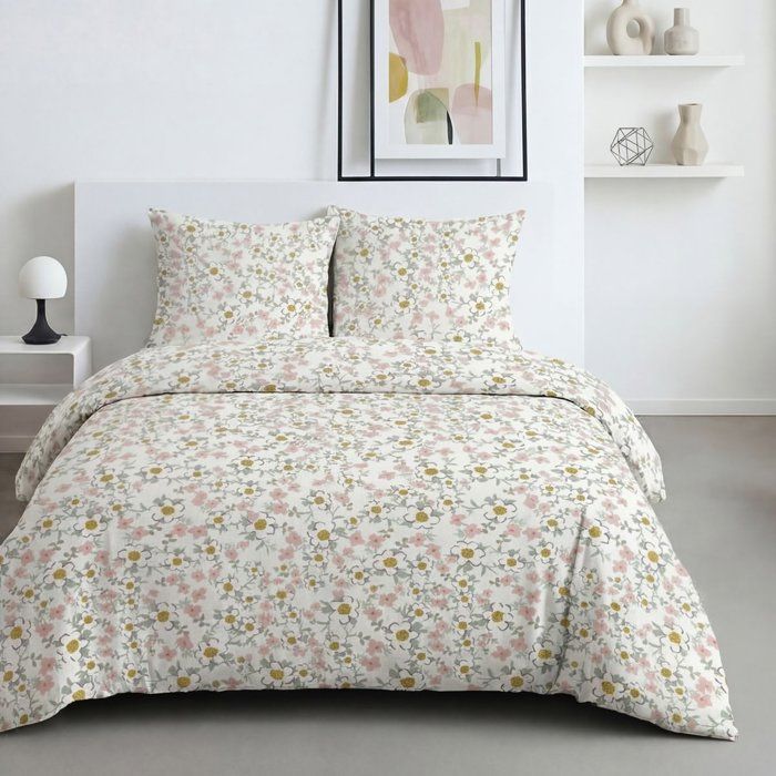 Parure de Lit - 260 x 240 cm - Coton Imprimé Floral - Type Liberty - TODAY SUNSHINE