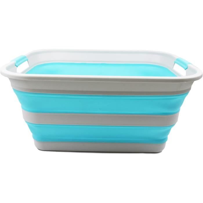 Corbeille à Linge Pliable 42L Homellence - Trous D'aération, 3 Poignées, Sans BPA - Gris