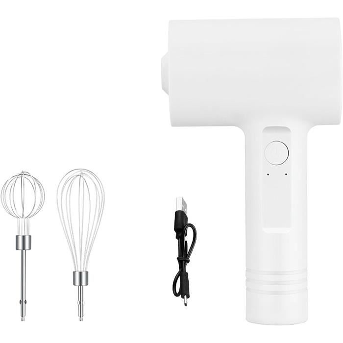 Mousseur à Lait Batteur à œufs électrique Portable - 3 Vitesses - Batterie 1200mAh - Fouet Inox - Parfait Pour