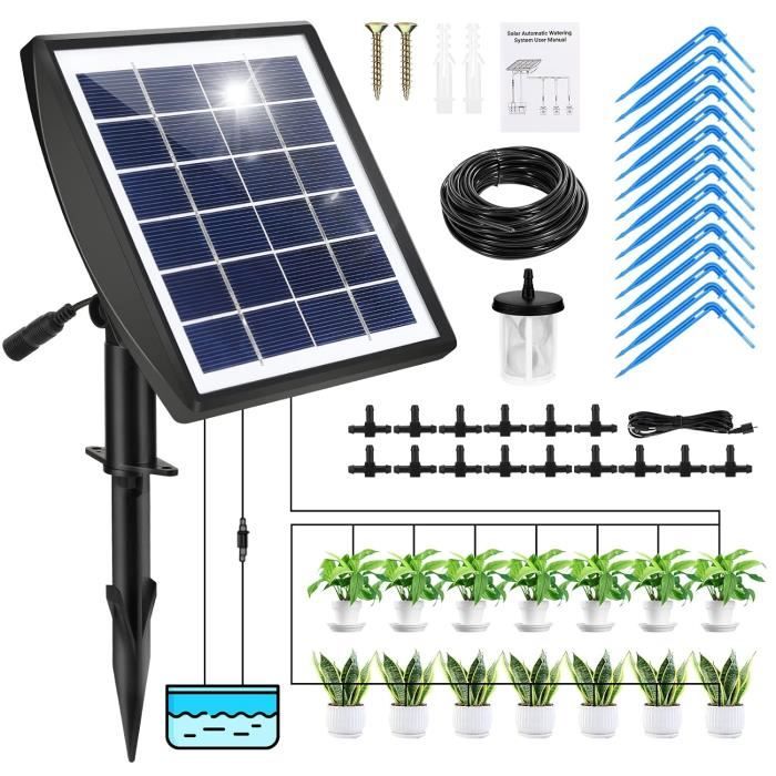 Kit D'arrosage Goutte à Goutte Solaire Automatique Pour Potager – Écologique, 15 Goutteurs