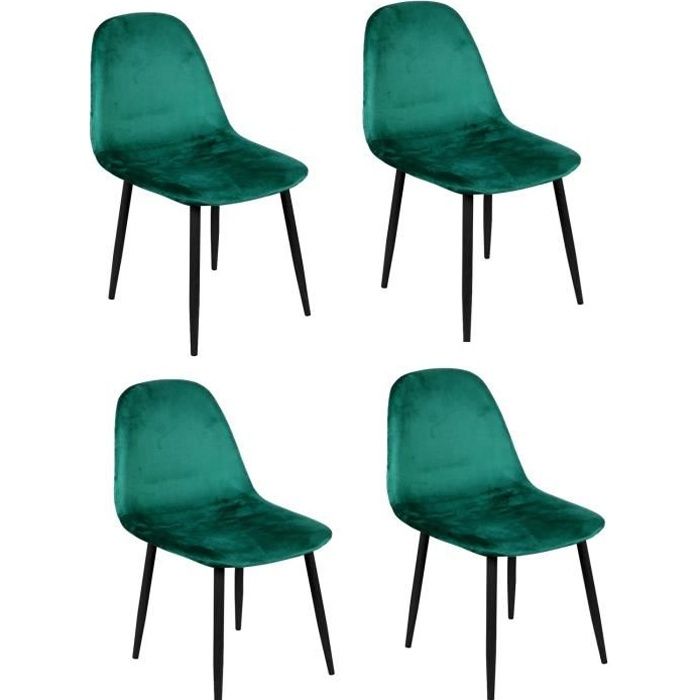 chaises de table design velours - urban living - lot de 4 - vert - contemporain - métal